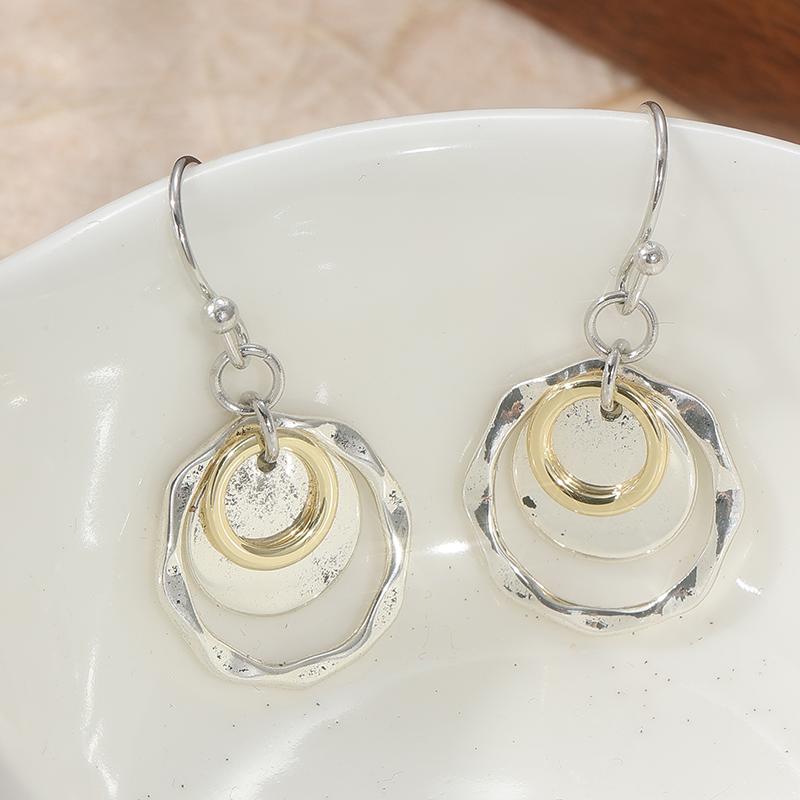 A Pair of Vintage Handmade Geometric Silvery Plated Pendant Earrings Women's  Concise Party Vacation Jewelry Accessories