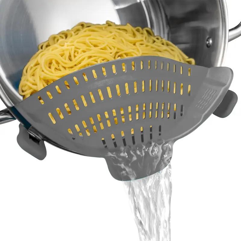 1pc Adjustable Clip-On Strainer - Fit for Pots & Bowls Vegetables & Fruit Draining Durable Flexible Handheld Colander Accessory