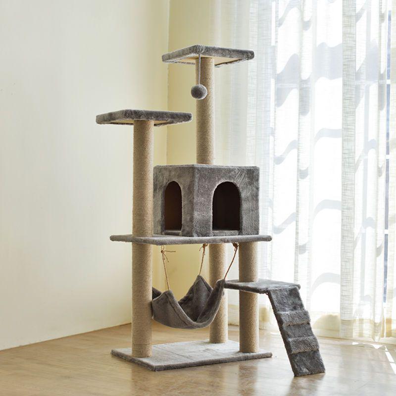 Solid Wood Cat Tree with Bed, Scratching Post, and Bubble Perch for Kittens