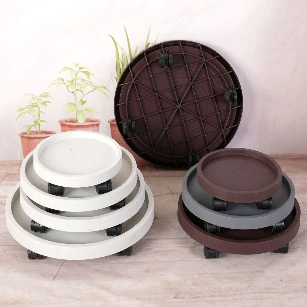 Whith 360-degree Rolling Flower Plant Pot Tray Movable Flower Planter Stand  Gardening Supplies