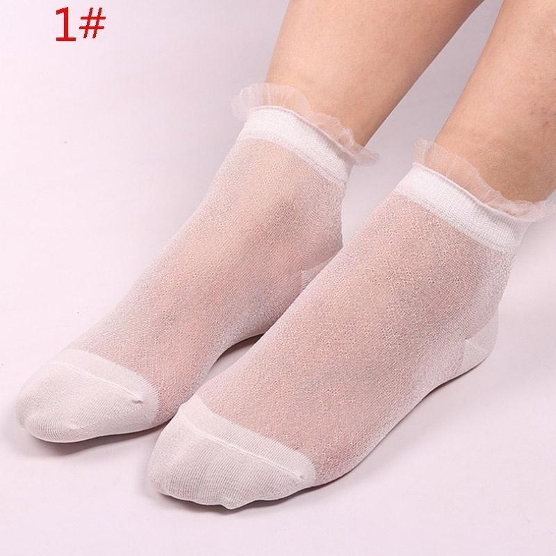 Fashion Women Summer Ruffle Glitter Mesh Ankle Socks Gauze Fishnet Socks Women Socks Fashionable Sexy Funny Sock Hosiery