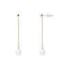 Pearls & Colors - Earrings - Genuine Freshwater Cultured Pearls Pears 7-8 Mm Natural White - Yellow Gold 375/1000