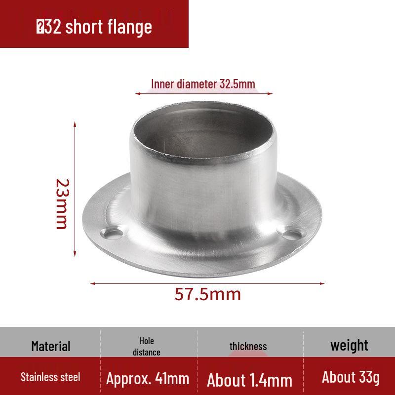 Stainless Steel Round Flange Base Wardrobe Clothes Rail Holder and Towel Rack Fixing Accessories.