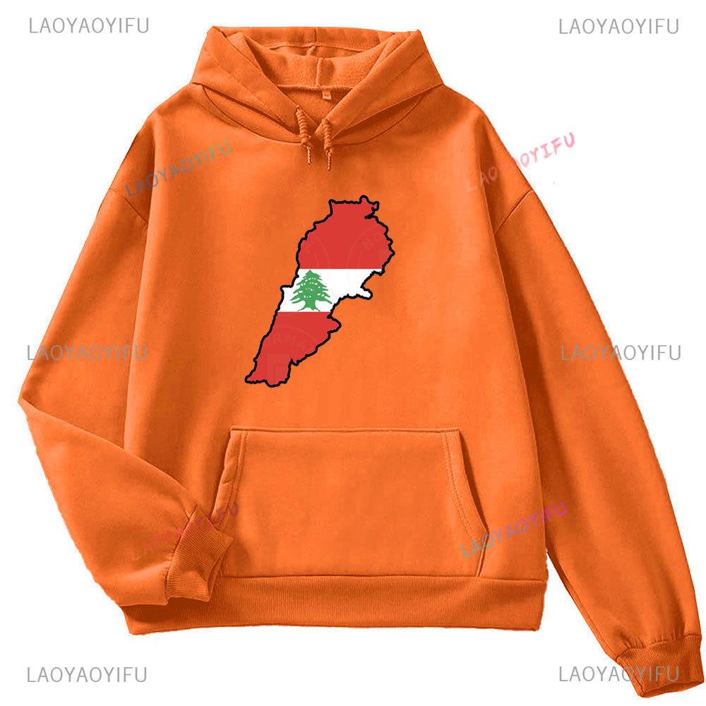 This Is Not My Dna Lebanon Flag Map Men's Long Sleeve Hoodie Autumn/Winter 2024 Lebanon Map Graphic Print Autumn Sweatshirt