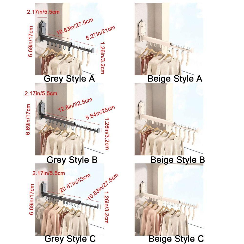 Large Capacity Folding Clothes Rack Wall Mounted Laundry Hanger Clothes Drying Rack  Towels