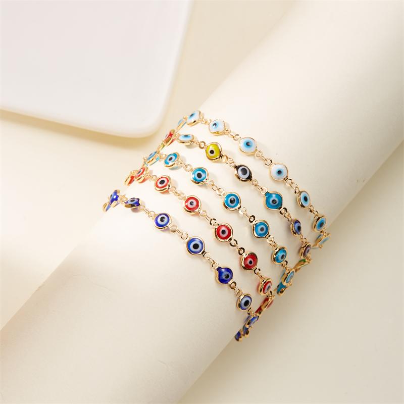 Bohemian Lucky Turkey Evil Eye Anklets for Women Colorful Red Blue Eye Metal Chain Ankle Bracelet Summer Beach Foot Leg Jewelry