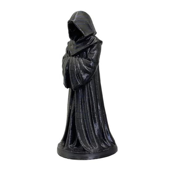 3D Printed Hooded Robe Ornament, Matte Black Faceless Monk Figurine, Gothic Style Sculpture, for Halloween Indoor Outdoor Decor