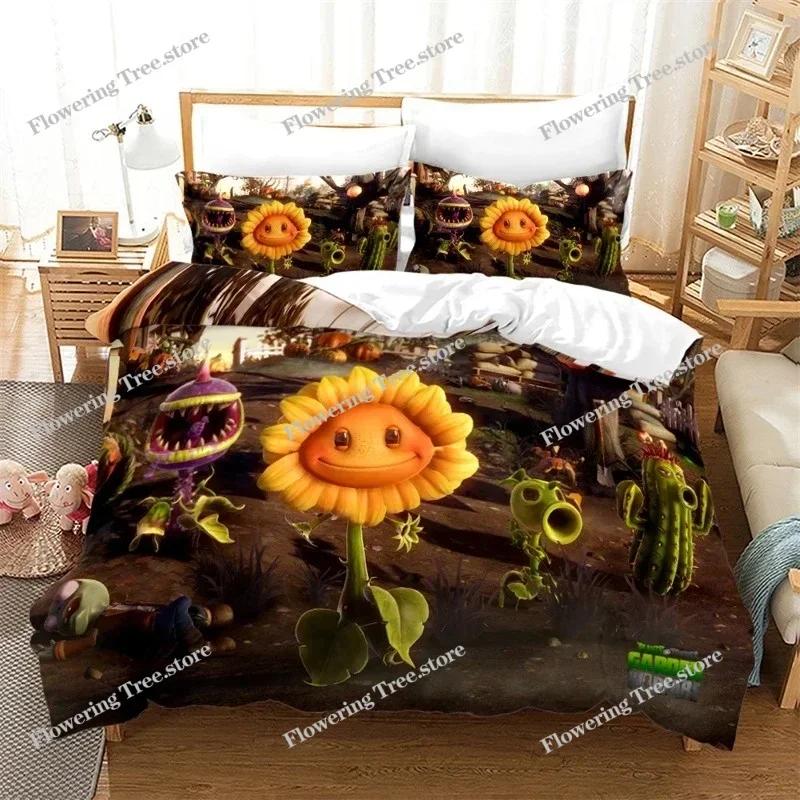 New Plant Zombie Pattern Cartoon Duvet Cover Set Pillowcase Twin Full Queen King 3d Bedding Set Single Double Size Home Textile