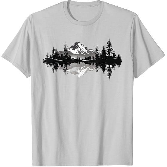 Mountain Landscape Reflection Forest Trees Outdoor Wildlife T-Shirt