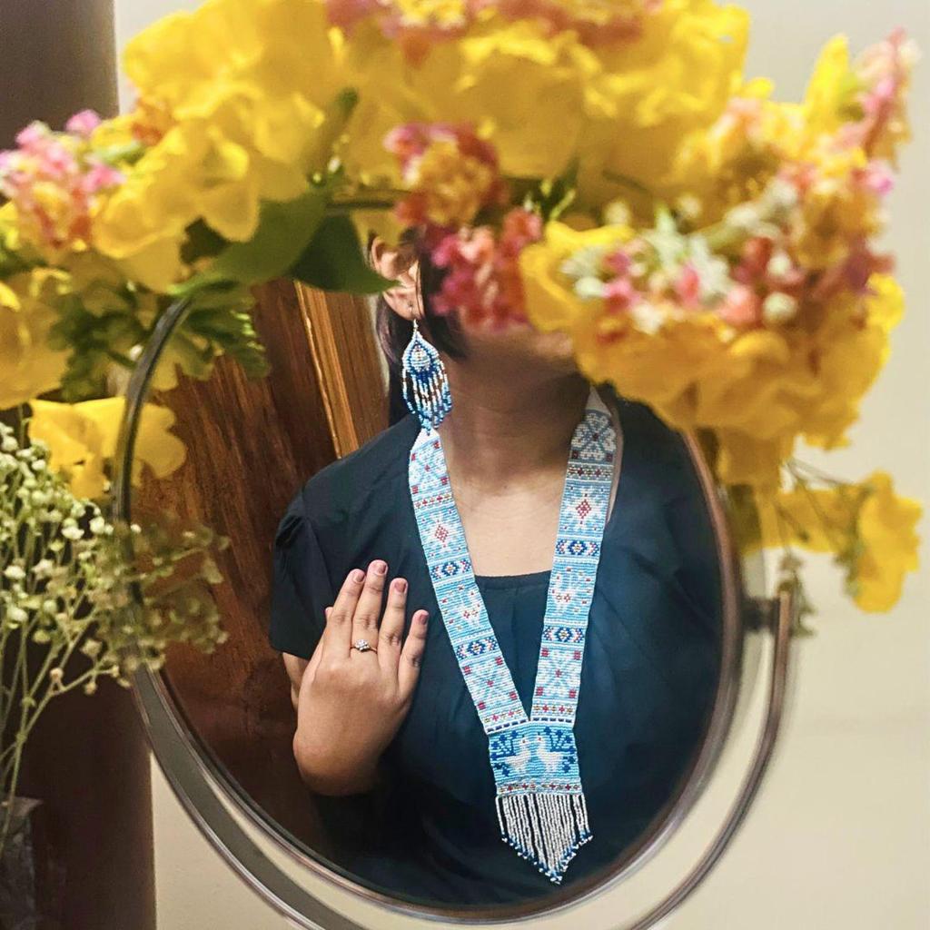 Blue Boho Seed Bead Necklace