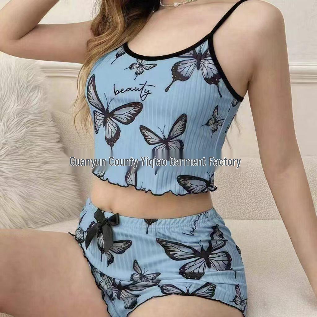 Butterfly Print Women's Camisole and Shorts Homewear Set