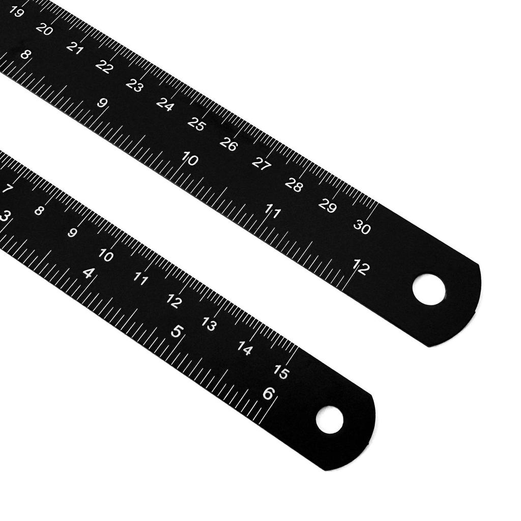 Black Stainless Steel Ruler, 15/30cm Dual Scale, Metric & Imperial, Ideal for Woodworking, Try Square Marking & Drawing.