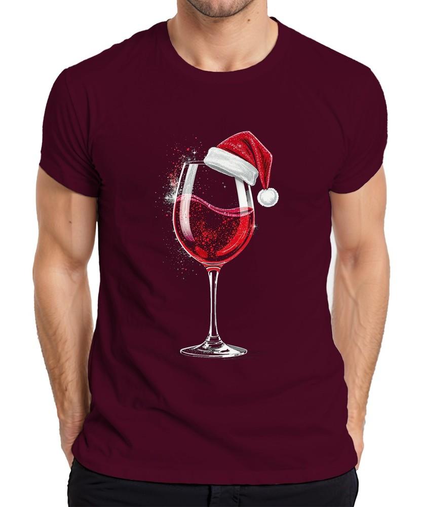 Wine Glass Santa Hat Red Wine Xmas Gift Wine Party Unisexs TShirt