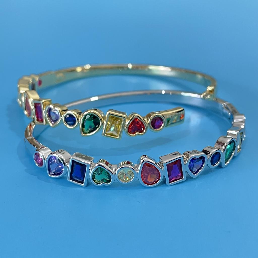 Geometric Love Piece with Simple and Versatile Colorful Stone Hand Ornaments, High-end Light Luxury Style Jewelry Bracelet