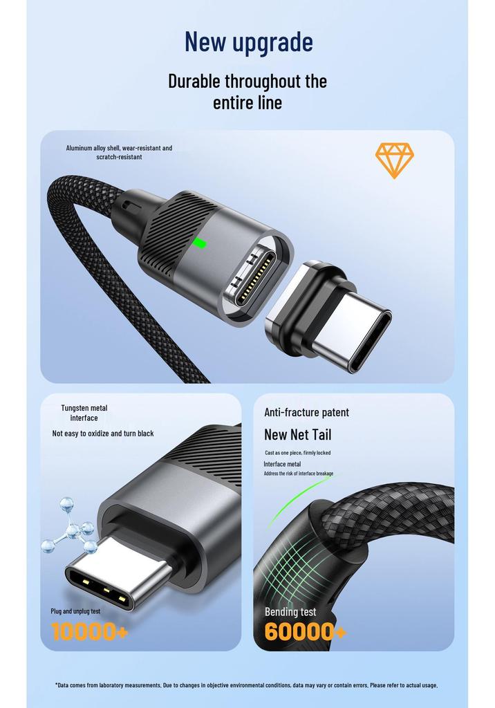 PD240W Multifunctional Magnetic Type-C Charging Cable for Apple, Huawei, Laptop & Phone