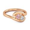925 Sterling Silver Rose Gold Vermeil Pink Topaz Two-Stone Bypass Women Wedding Ring