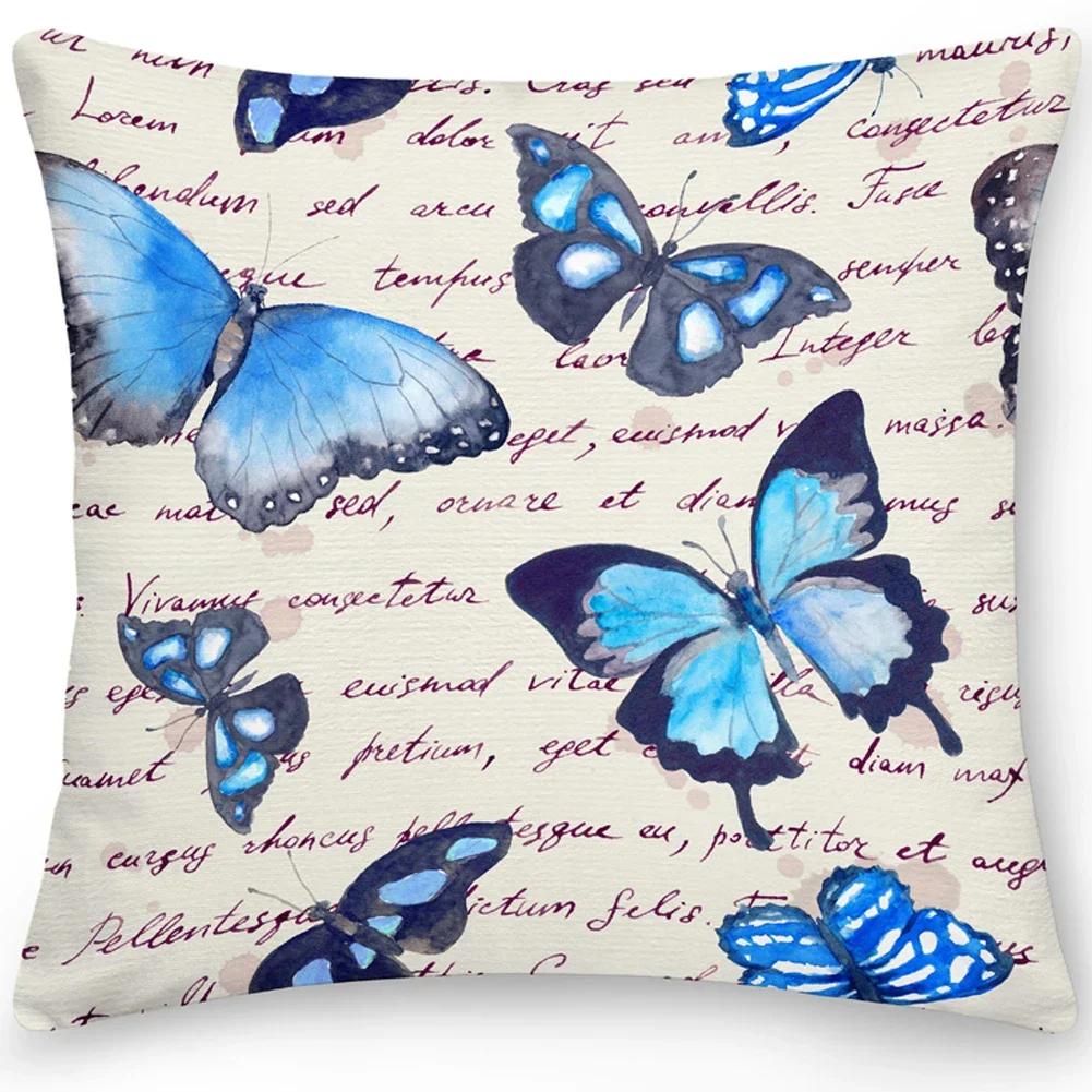 Pillow Office Sofa Butterfly Print Double Sided Cover Square Cushion