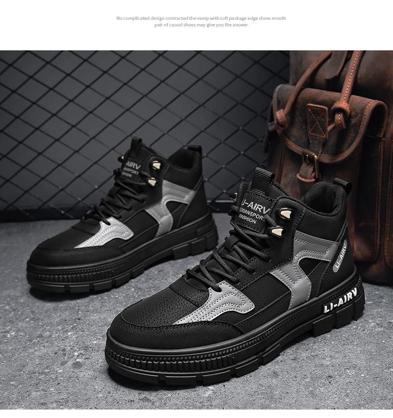 Pantofi sport casual de primăvară și toamnă 2024 pentru bărbați, versatili, cu gleznă înaltă și cizme de zăpadă cu talpă groasă