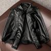 Giacca in Vera Pelle Morbida di Mucca da Uomo Slim Fit Collo Alto Cappotto Biker