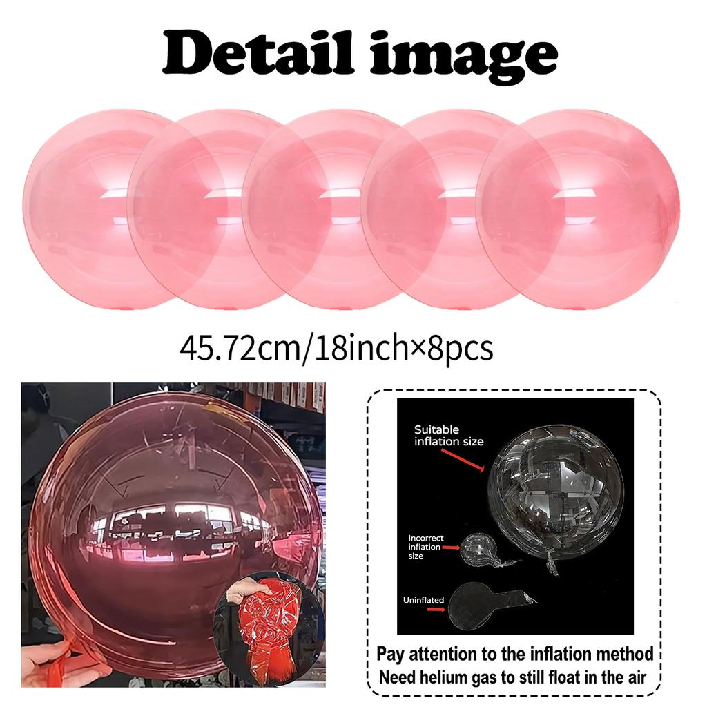 8pcs Crystal Popo Ball Transparent Color Popo Ball Used for Proposal, Wedding, Birthday, Photography Props, Shower Decoration