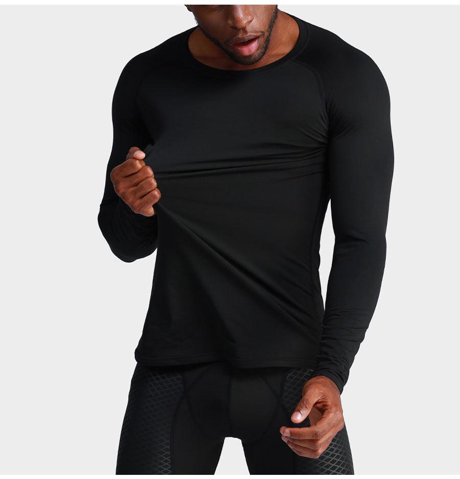 Men's Winter Quick-Dry Fleece Compression Tights & Long Sleeve Sportswear for Running & Basketball.