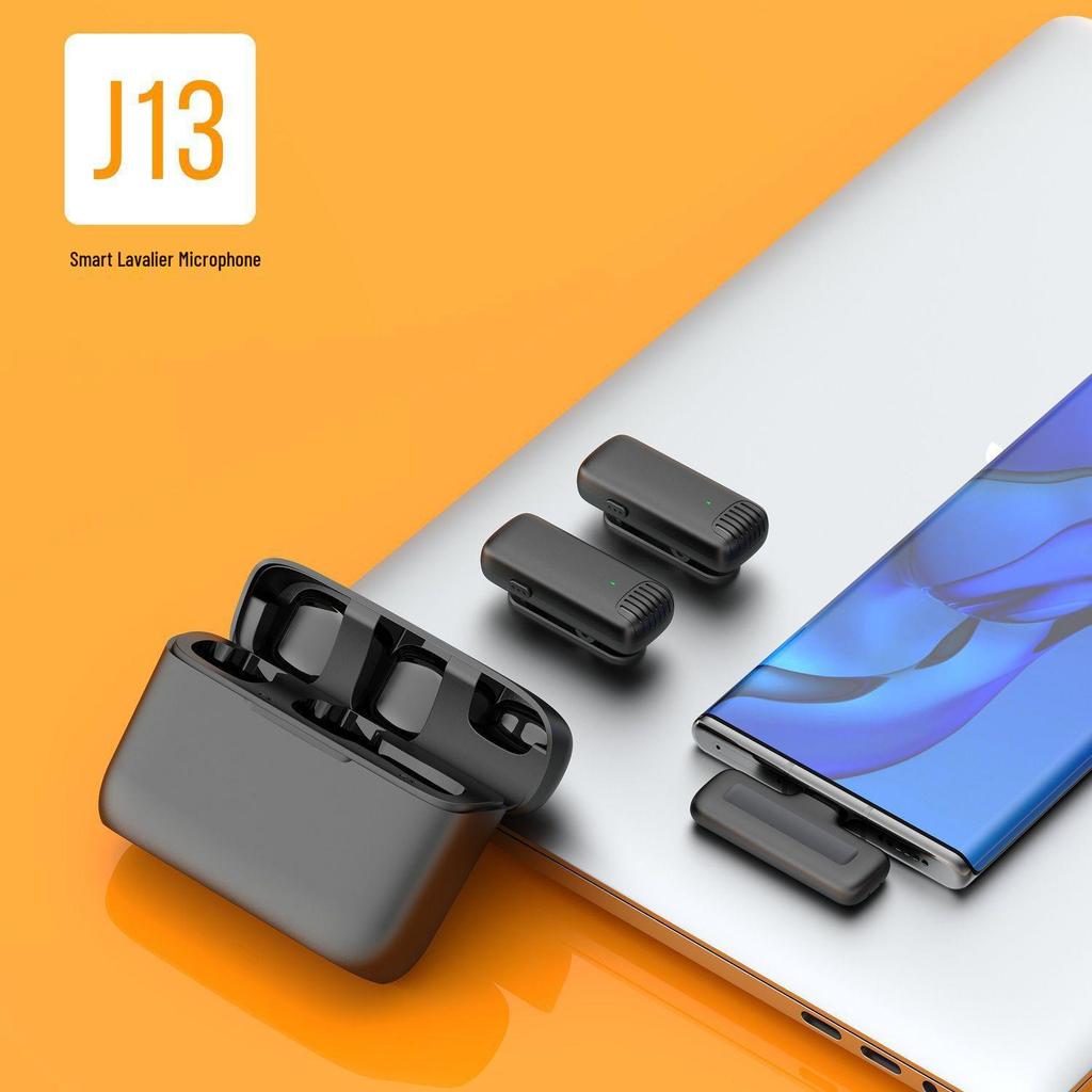 J13 Wireless Lavalier Microphone with Charging Case for Live Broadcasts & Recordings