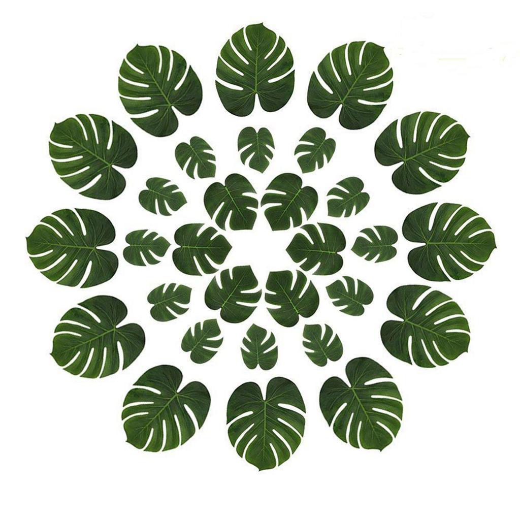 30Pcs Artificial Monstera Leaves Green Simulation Plant Leaves Home Decoration Set Small Medium Large Tropical Leaf Arrangement