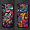 Fashion Monster Graffiti Phone Case for Apple iPhone 15 16 Pro XS Max 16e 13 14 Plus XR SE 7 8 12 11 Pro Plus Matte