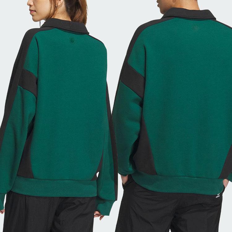 Adidas Originals Wing Chun Series Toc Crew Sweatshirt Color Block Loose Long Sleeve Unisex Sweatshirt Forest-Green IZ1537