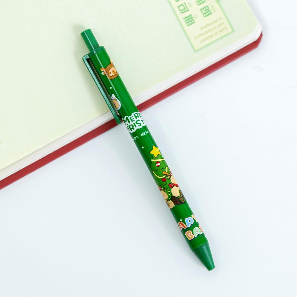 Capybara Christmas Gel Pen: Cartoon Student 0.5mm Black Ballpoint Push Pen - Fun Holiday Stationery Gift