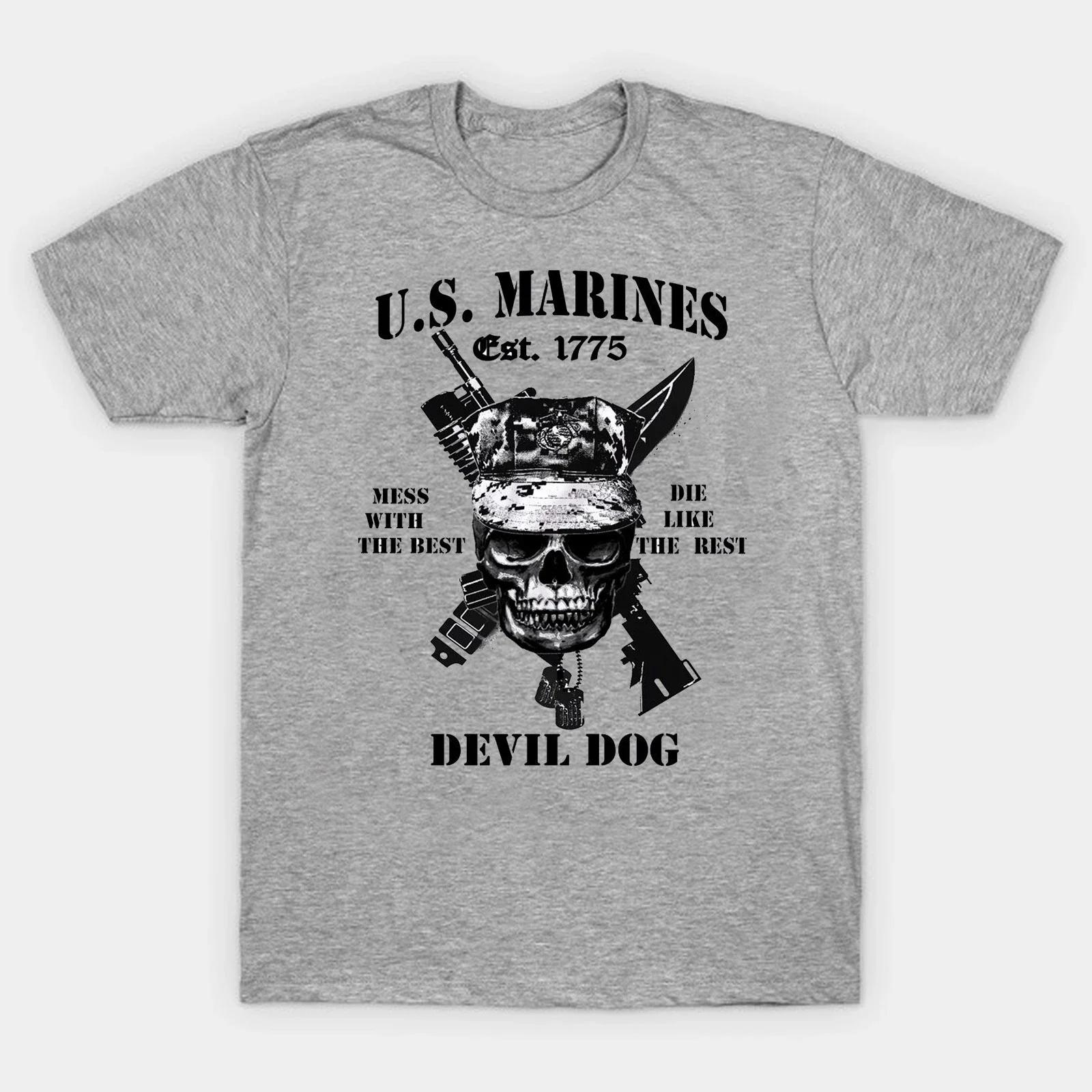 US Marines Corps Semper Fidelis Devil Dog Veteran TShirt 100 Cotton ONeck Summer Short Sleeve Casual Mens Tshirt Size S3XL S