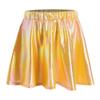 Girls Metallic Shiny Dance Skirt Elastic Waist A Line Miniskirt for Cheerleading Stage Performance