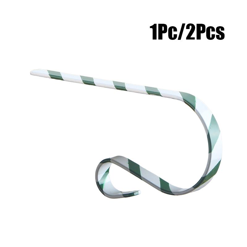 1/2PC Metal Fireplace Sock Hanger Holiday Red and Green Xmas Striped New Year Christmas Stocking Hook Home Party Decorations