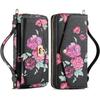 Crossbody Wallet Case for Samsung Galaxy S24 Ultra, Magnetic Detachable PU Leather Flip Phone Case with Card Holder RFID Blocking Wristlet Mirror