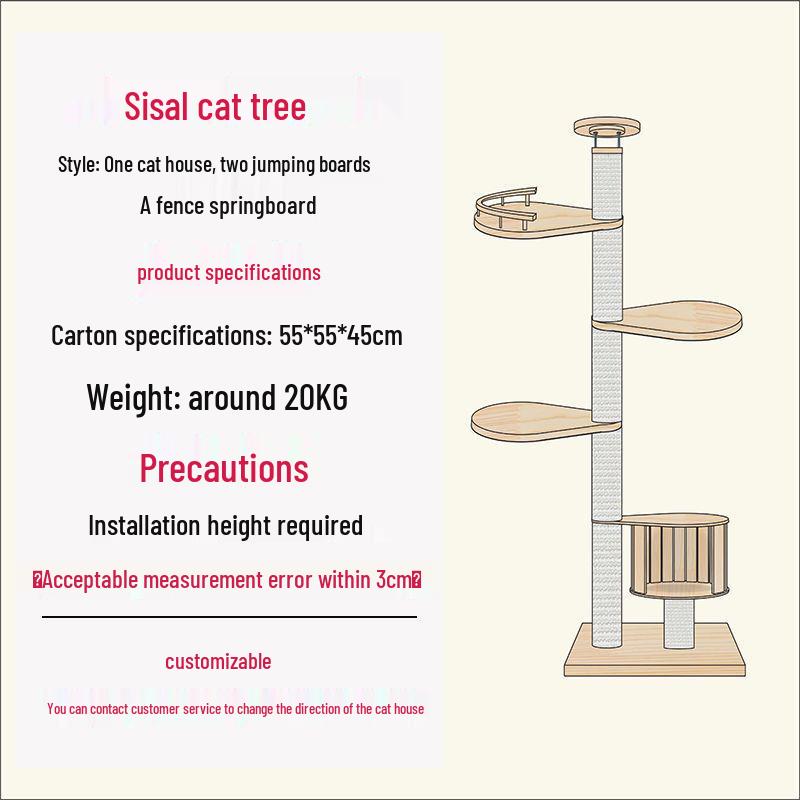 Solid Wood Cat Condo & Bed with Integrated Tree and Space-Saving Design for Large and Small Cats