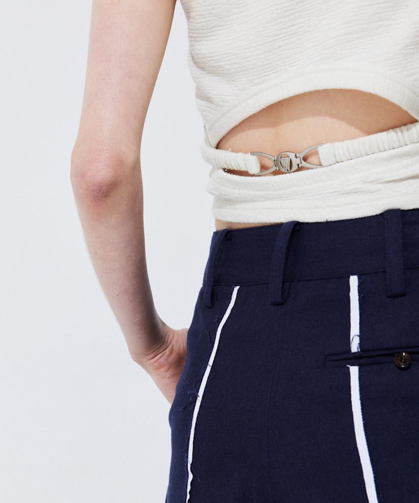 WNDERKAMMER Color-Block Sleeveless Crop Top_Navy