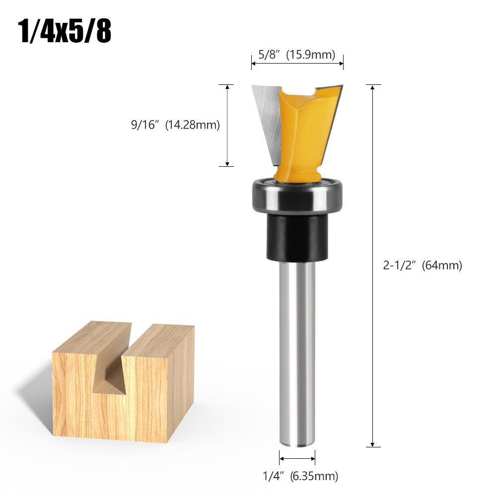 Bearing Imitation Dovetail Knife Slotting Trimming Machine Head Mouth < Unk > Knife 1/4 Handle Tenon Knife Engraving Machine Woodworking Cutter