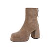 Fashion 2024 Women's Fashion High-heeled Boots Winter New British Style Soft Sole Anti-slippery  Versatile Keep Warm Leather Shoes