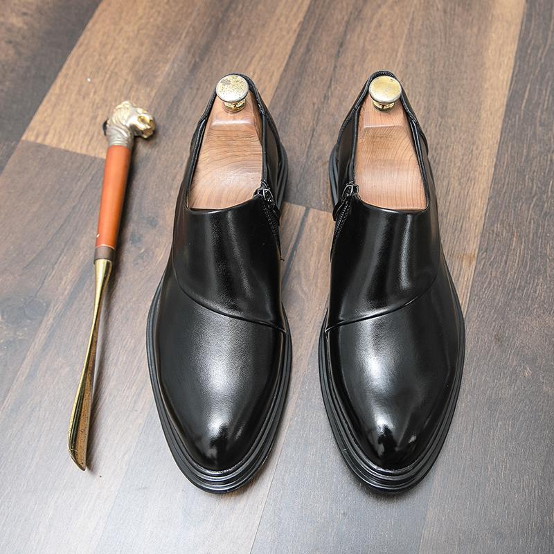 

Мужская универсальная деловая повседневная кожаная обувь, формальные теннисные туфли из мягкой кожи, дизайнерские туфли-слипоны 46 чёрный