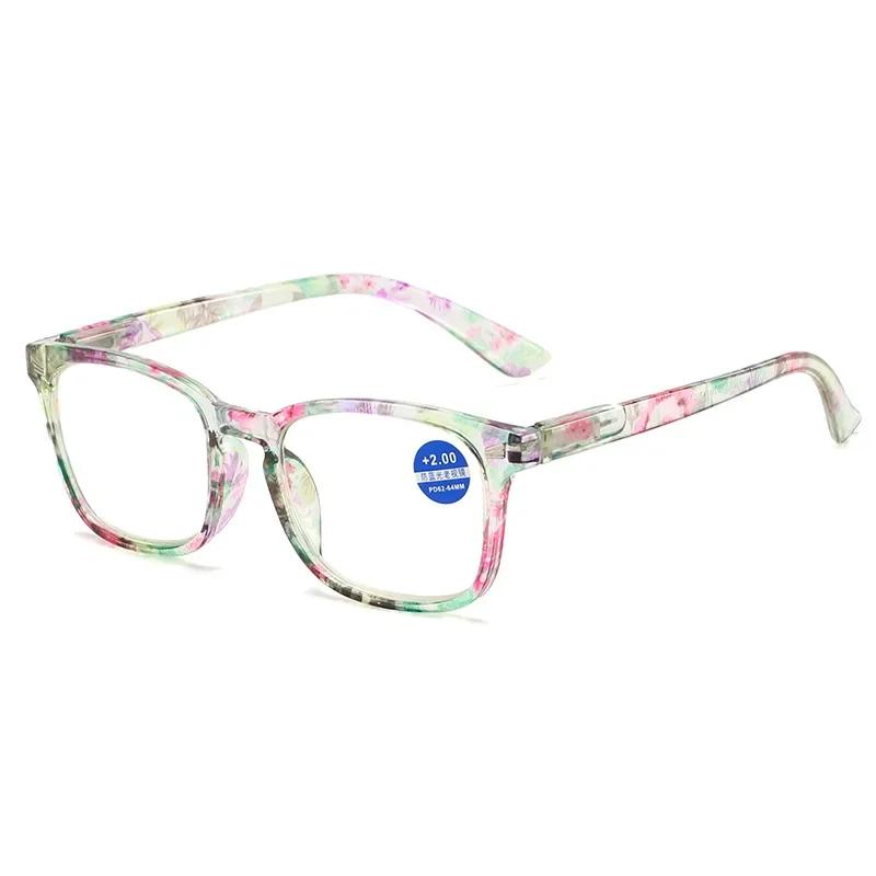 

Anti Blue Light Reading Glasses Floral Print Pc Frame Presbyopia Eyeglasses Fashion Cat Eye Eyewear Far Sight Glasses +1.0~+4.0 +3.0
