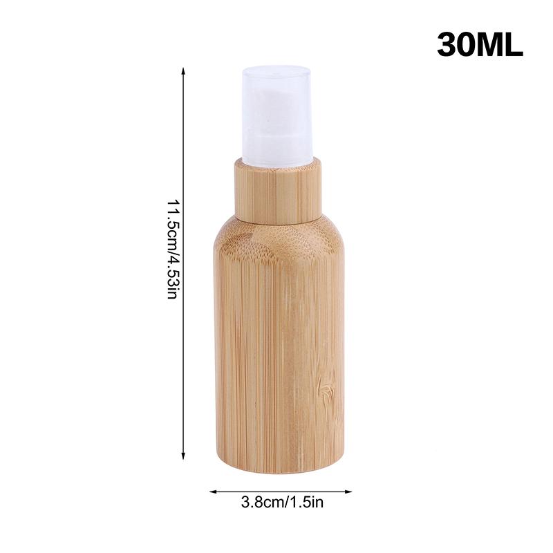 10–100ml Refillable Bamboo Lotion Bottle – Press-Type Container for Cream, Gel, Moisturizer, and Liquid Cosmetics