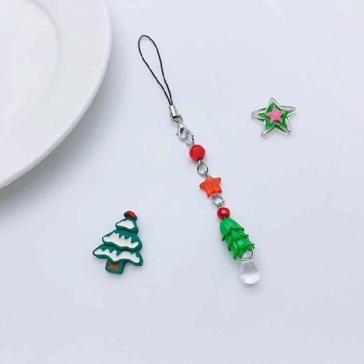 Handmade Keychain Colorful Star Pendant Phone Chain Christmas Tree Beaded Strap