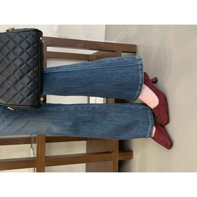 2025 new autumn fashion versatile temperament retro square head suede high heel comfortable commuting single shoes women