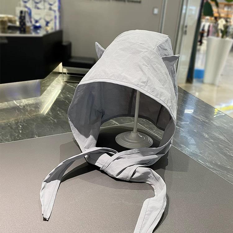 Women's Spring and Summer Thin Sun Protection UV Head Hat Japanese Cute Little Devil Ear Quick Dry Fisherman Hat