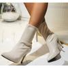 Winter Shoes for Woman Soft Leather Sock Ankle Boots New Pointed Toe Thin High Heels Women Short Booties Plus Size 42