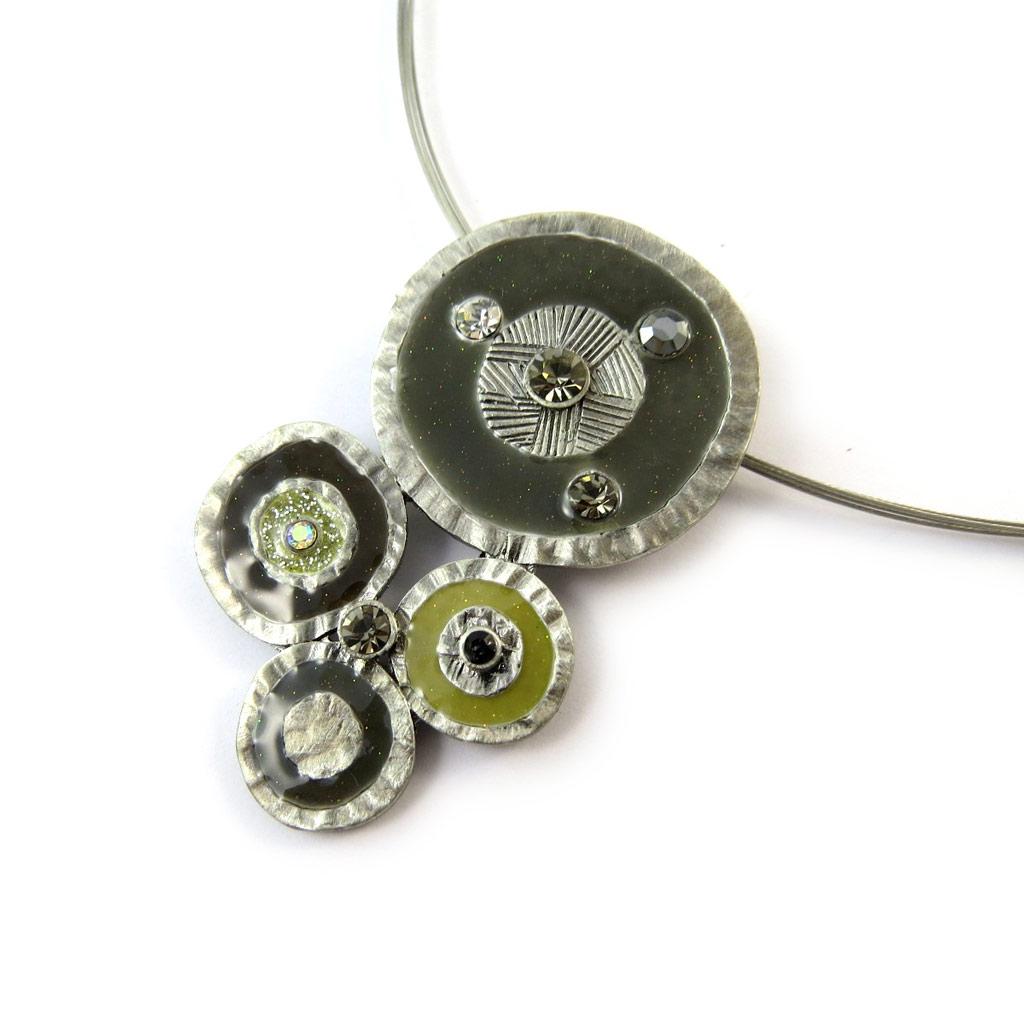 Les Trésors De Lily [E2471] - Gray 'Mimosas' Designer Necklace