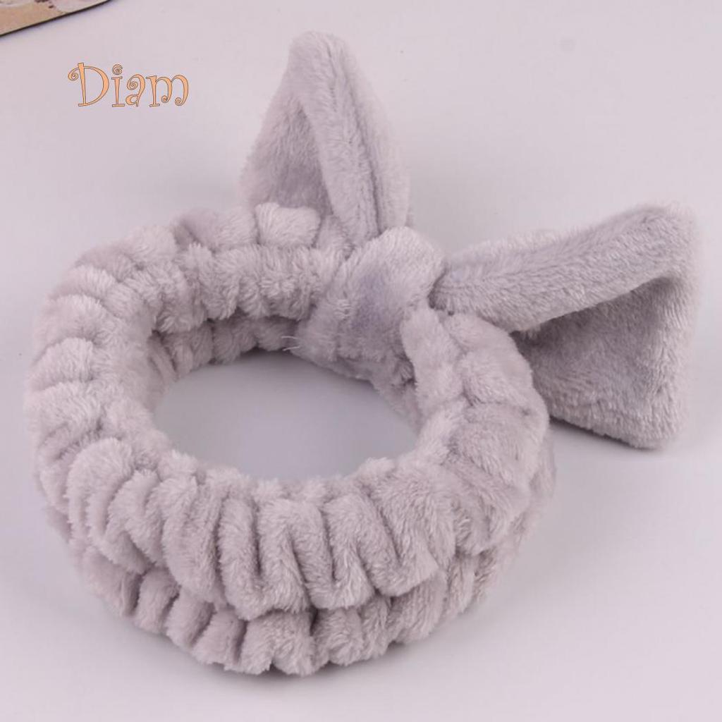 Tenfyer Cute Women Letter Bowknot Plush Headband Face Washing Hair Band Elastic Headwear