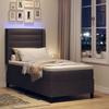 LED Box Spring Bed with Mattress Dark Brown 80 x 200 cm Fabric