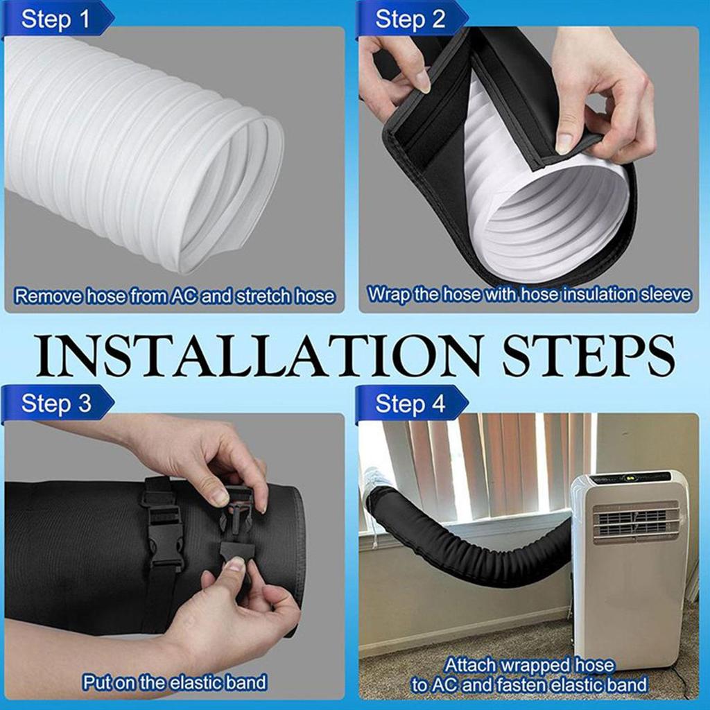 Air Conditioner Insulated Cover AC Insulated Hose Cover Wrap Portable Reusable Waterproof Sleeve Hoses Duct Vent Cover