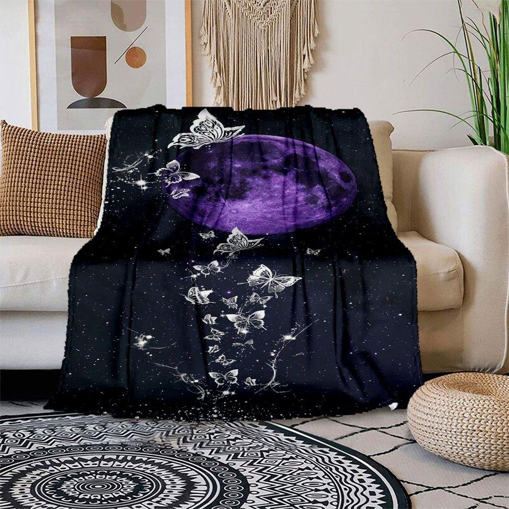 Purple Moon Butterfly Wallpapers for iPhone & AndroidBlanket Flannel Throw Blanket for Sofa, Bed, Travel, Camping, Office